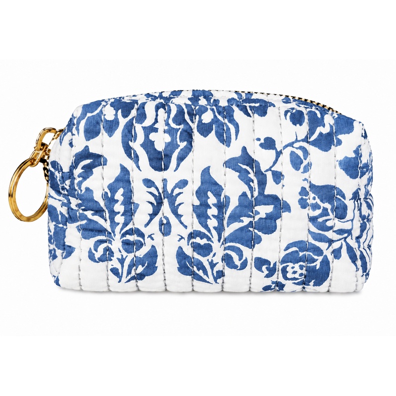 (image for) 2320 Blue Floral Quilted Coin & Cosmetic Pouch